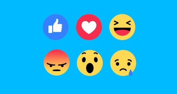 New reaction emoticons for Facebook posts.
